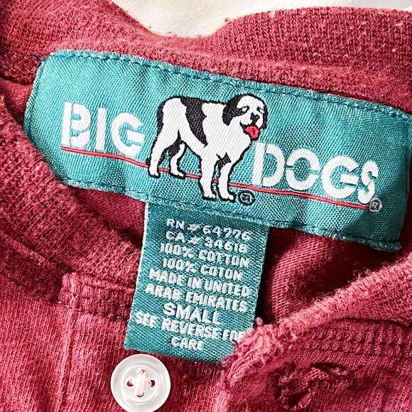 Vintage 90s Big Dogs Burgundy Henley Shirt Size Small - Picture 6 of 7